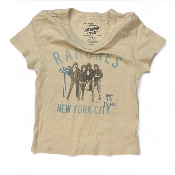 American Eagle Outfitters Cream Ramones Band Tee - Picture 3 of 3